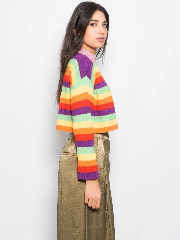 Maglia Crop Ciao Amore a Righe Multicolor