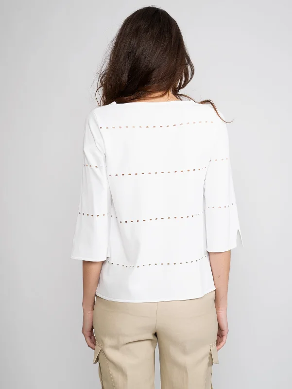 Maglia con Dettagli Cut Out Bianco