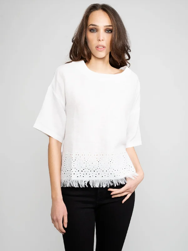 T-shirt in Lino e Cotone Bianco