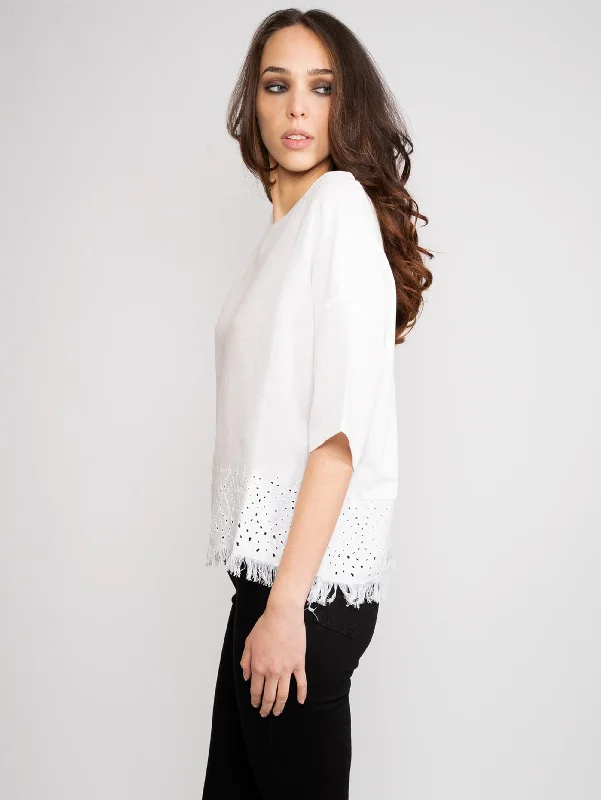 T-shirt in Lino e Cotone Bianco