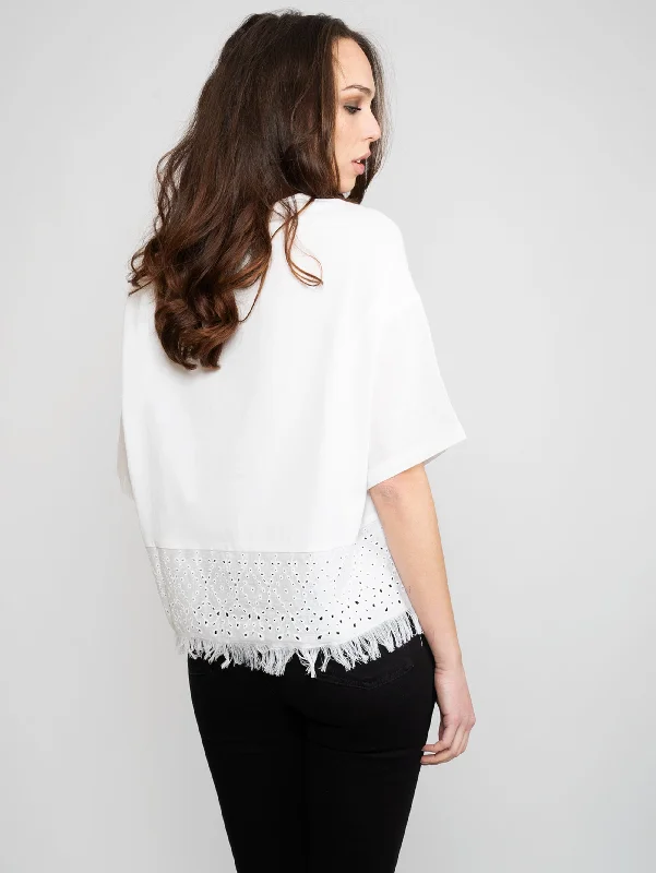 T-shirt in Lino e Cotone Bianco