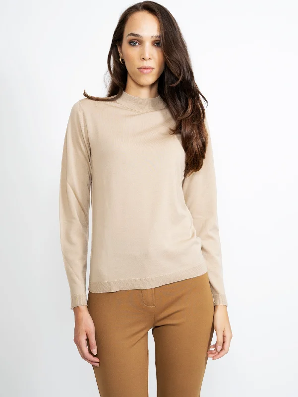 Girocollo in Maglia Sottile Beige