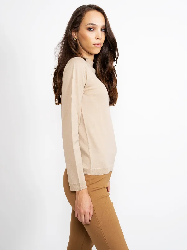 Girocollo in Maglia Sottile Beige