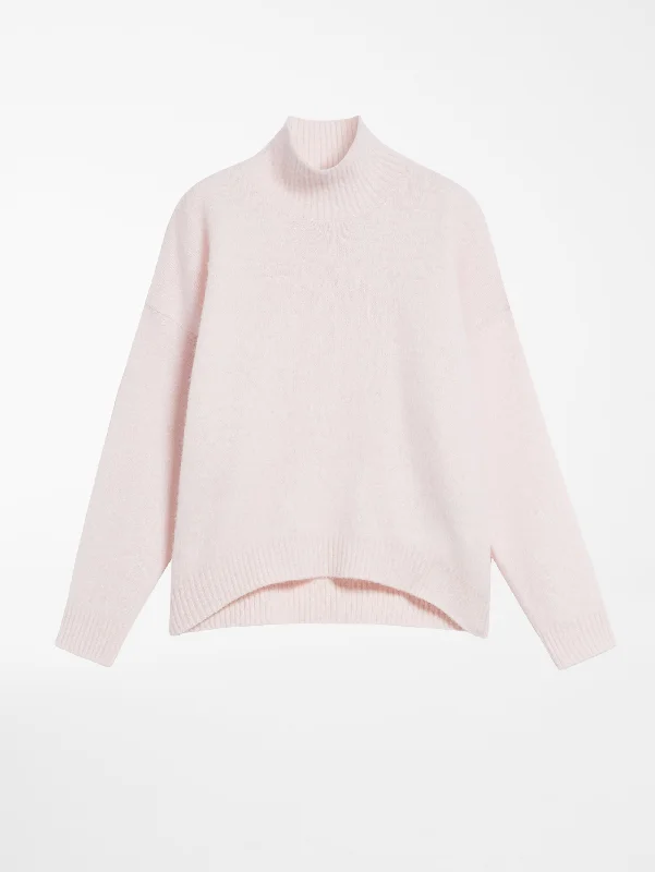 Maglia Collo Alto in Lana Mouliné Rosa