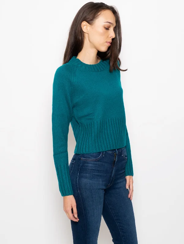 Maglia Girocollo in Lana e Cashmere Petrolio