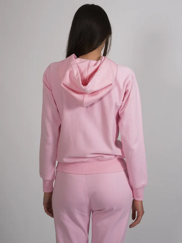 Felpa con Cappuccio e Zip Rosa