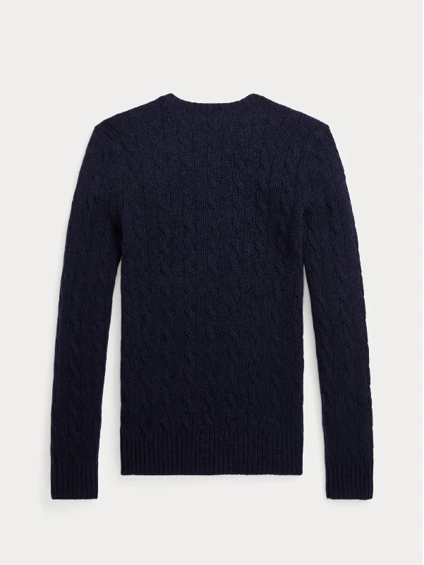 Maglia a Trecce in Misto Cashmere Blu