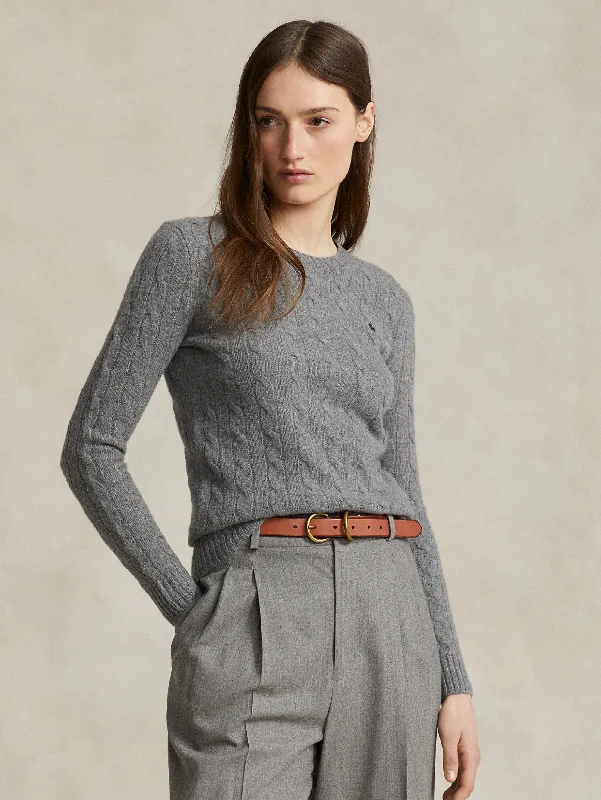 Maglia a Trecce in Misto Cashmere Grigio