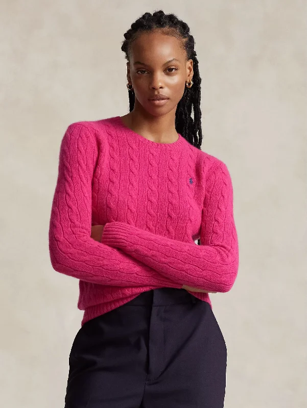 Maglia a Trecce in Misto Cashmere Rosa