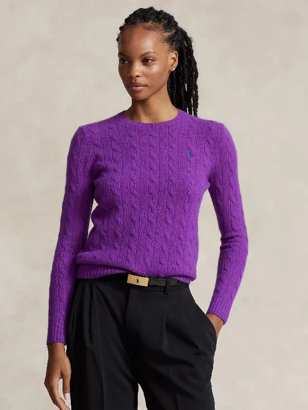 Maglia a Trecce in Misto Cashmere Viola