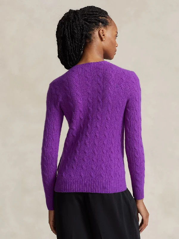 Maglia a Trecce in Misto Cashmere Viola