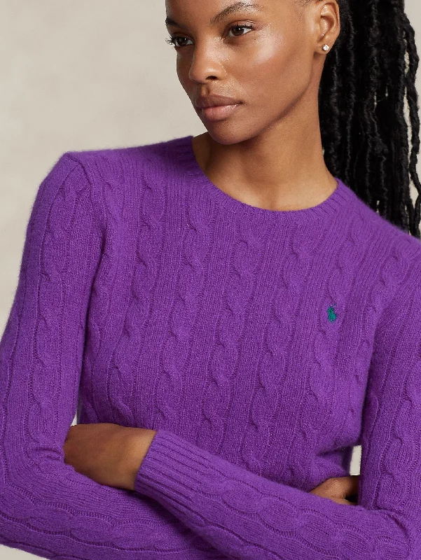 Maglia a Trecce in Misto Cashmere Viola