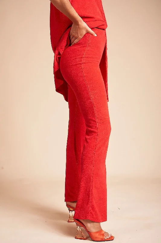 SUMMI SUMMI Womens Flare Pants - Red Terry