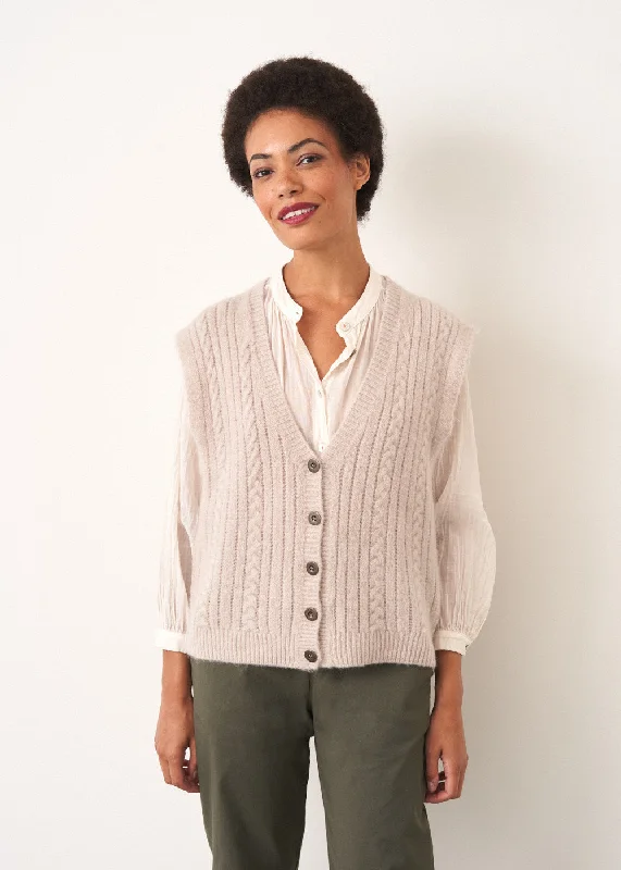 LEWIS KNITTED WAISTCOAT - OATMEAL