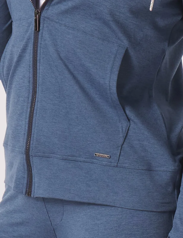 On The Go Lightweight Zip Up Hoodie: Washed Blue