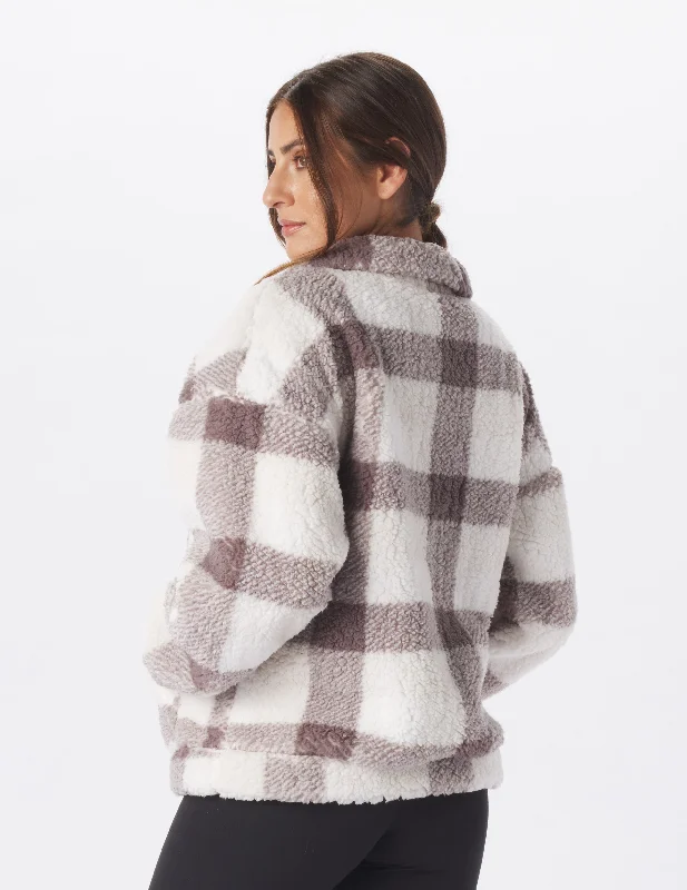 Sherpa Quarter Zip: Silver Fog Window Plaid