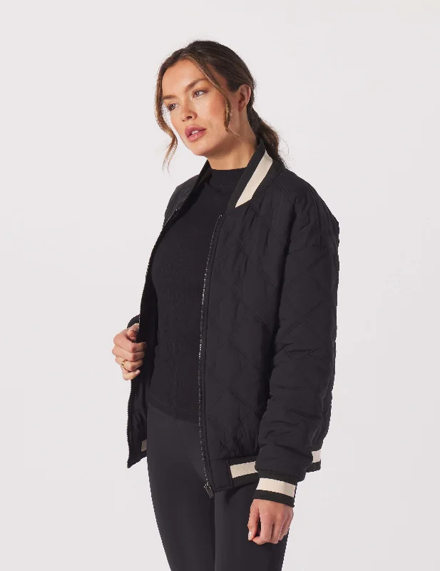 Varsity Jacket: Black/Oatmilk