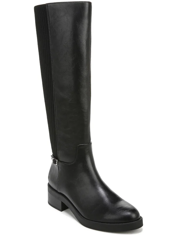 Bristol Womens Faux Leather Zipper Knee-High Boots