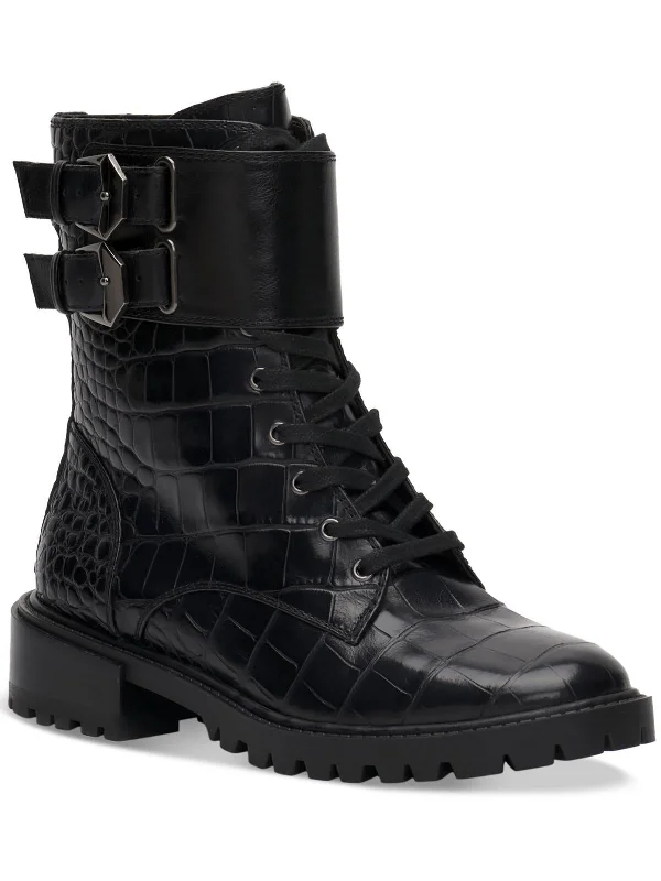 Fawdry Womens Suede Buckle Combat & Lace-up Boots