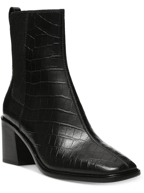 Kath Womens Leather Animal Print Chelsea Boots