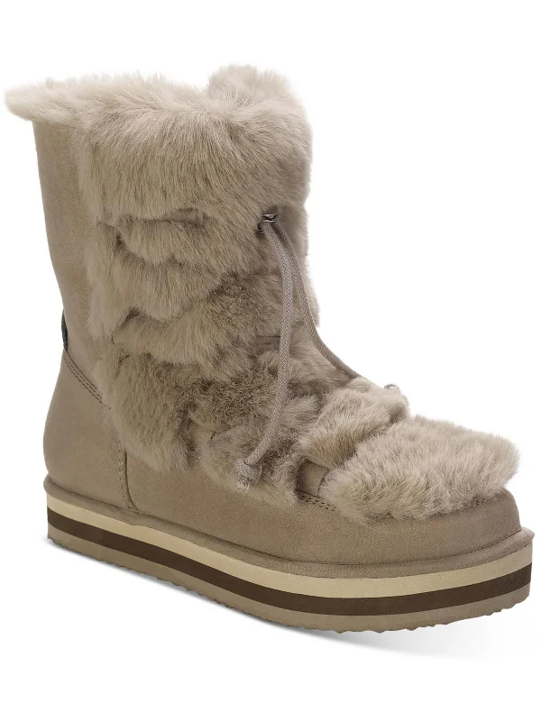 Remii Womens Faux Suede Fuzzy Winter & Snow Boots