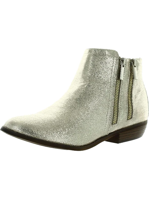 Tabara Womens Metallic Double Zipper Ankle Boots