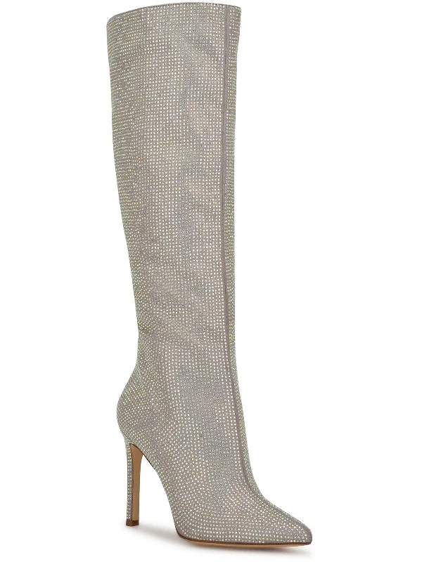 Tysh Womens Embellished Pointed Toe Knee-High Boots