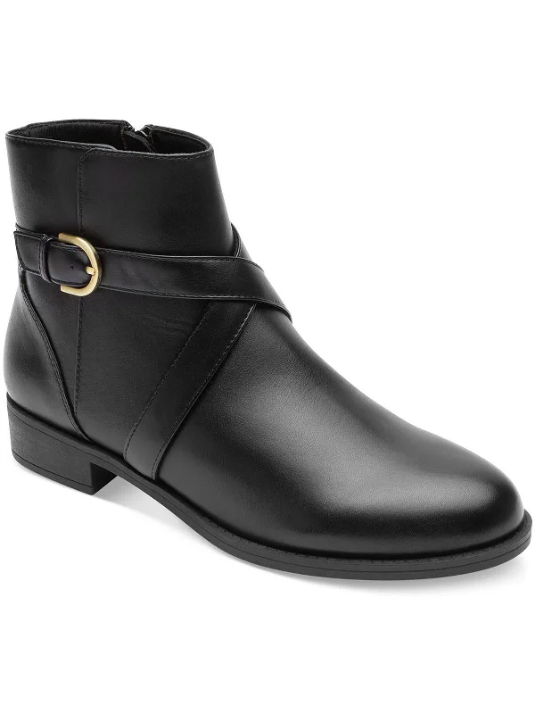 Vicky Womens Leather Criss-Cross Ankle Boots