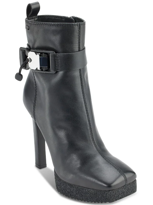 Zana  Womens Leather Square Toe Booties