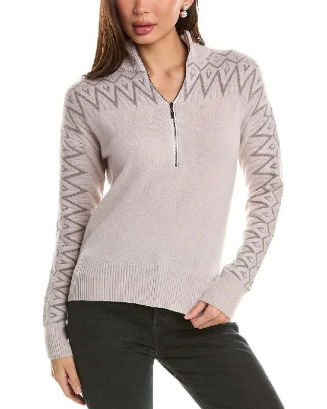 Forte Cashmere Alpine 1/4-Zip Mock Cashmere Sweater