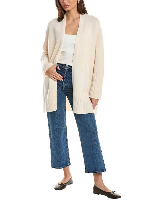 Forte Cashmere Easy High Rib Wool & Cashmere-Blend Cardigan