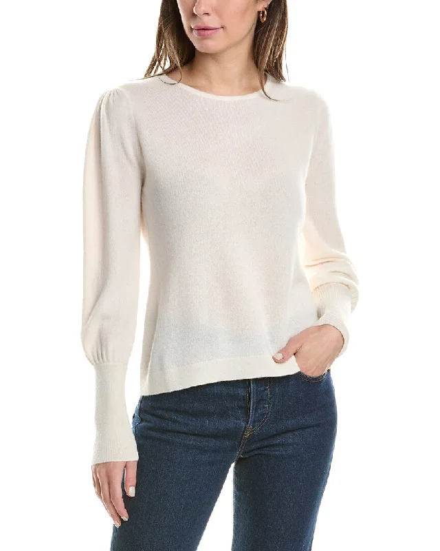 Forte Cashmere Gathered Sleeve Cashmere Sweater