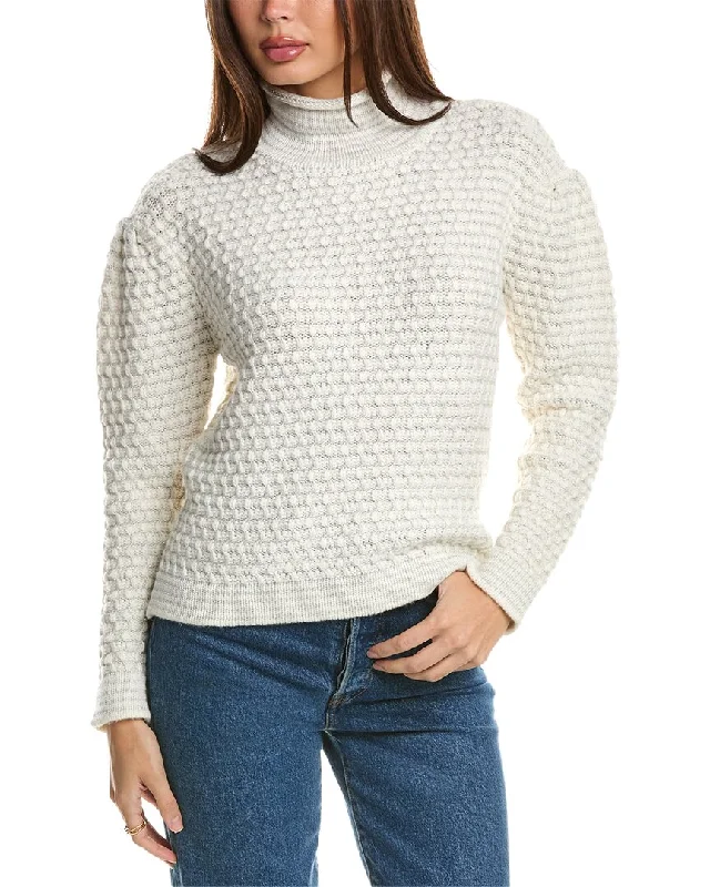 Forte Cashmere Lurex Textured Funnel Wool & Cashmere-Blend Sweater