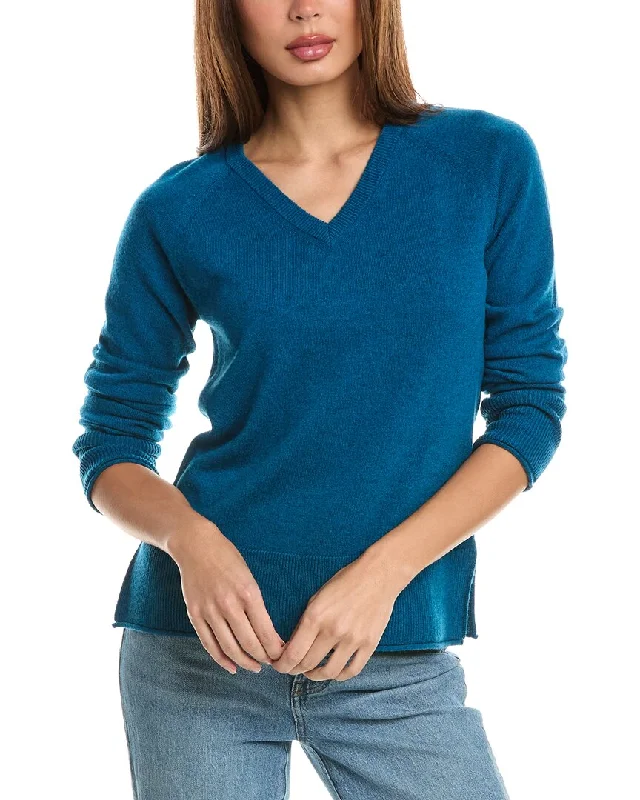 Forte Cashmere Raglan V-Neck Cashmere Sweater