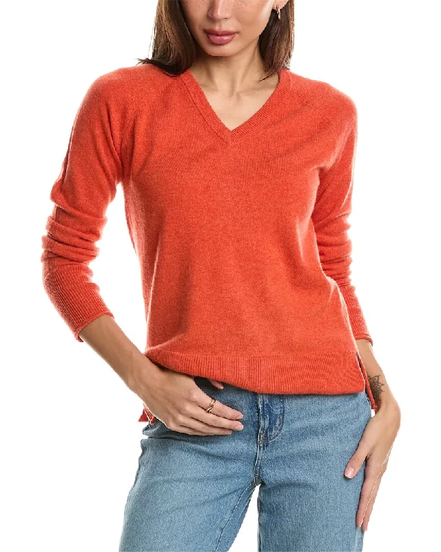 Forte Cashmere Raglan V-Neck Cashmere Sweater