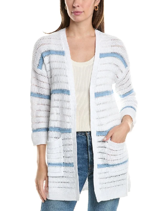 Forte Cashmere Texture Stripe Cardigan