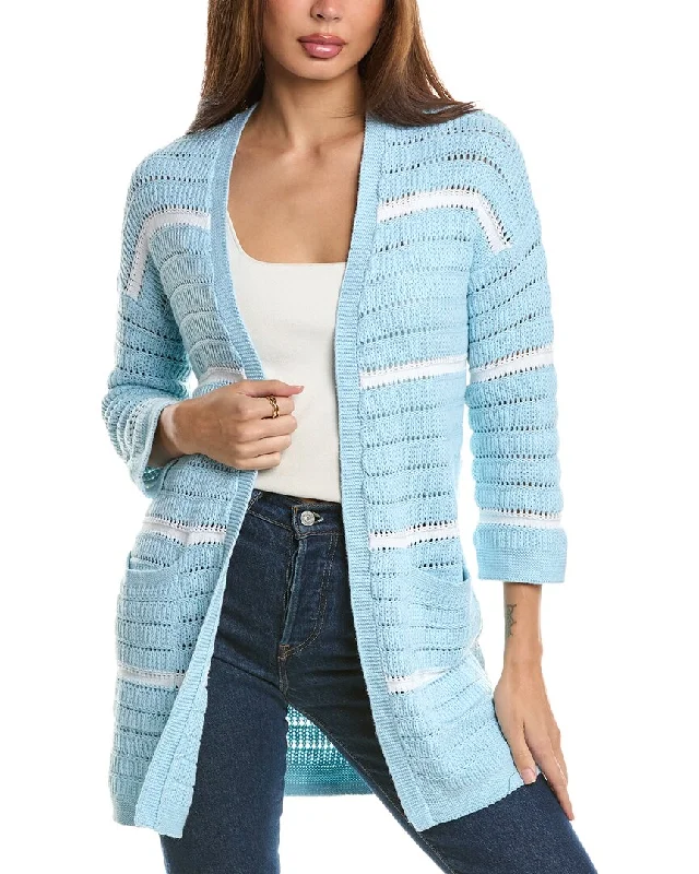 Forte Cashmere Texture Stripe Cardigan