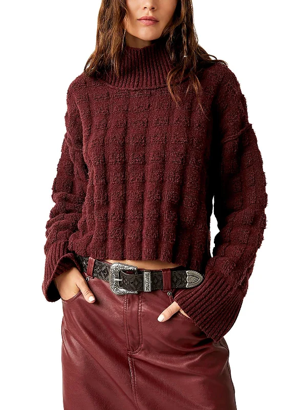 Soul Searcher Womens Textured Pullover Mock Turtleneck Sweater