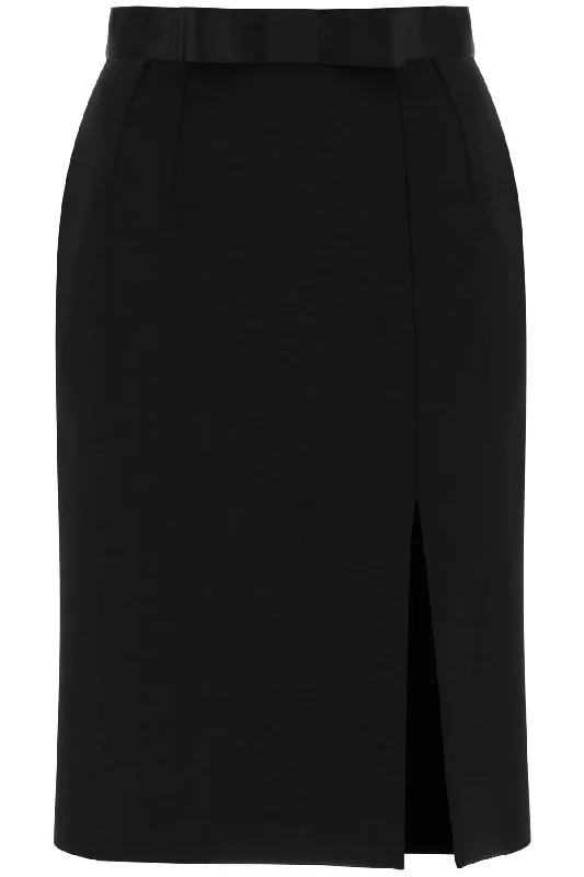 ""knee-length skirt with satin F4CVBT FUBF1 NERO