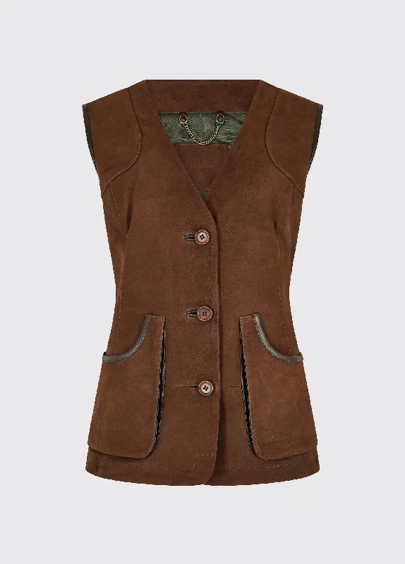 Allendale Leather Gilet - Walnut