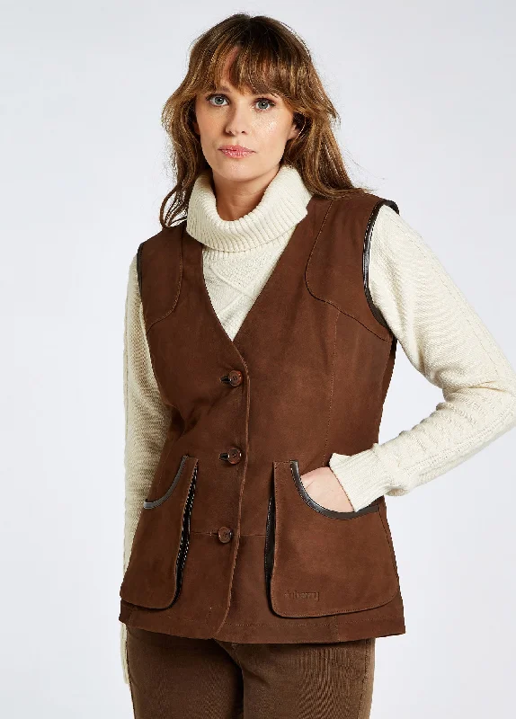 Allendale Leather Gilet - Walnut