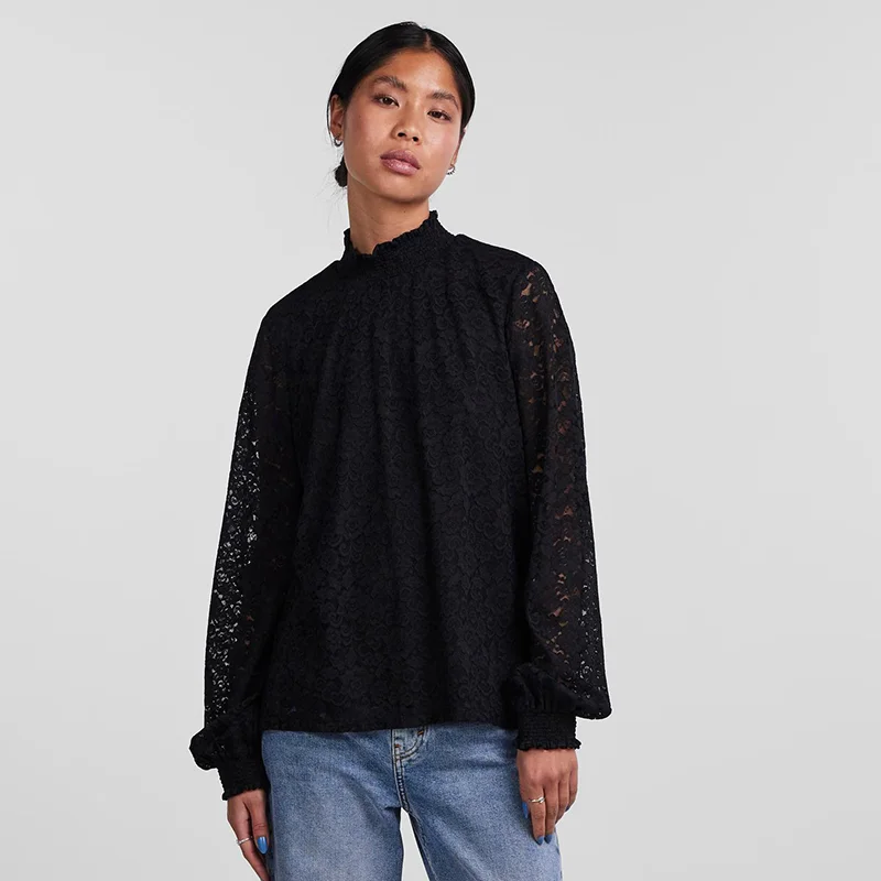 Pieces Fauna Black Lace Blouse