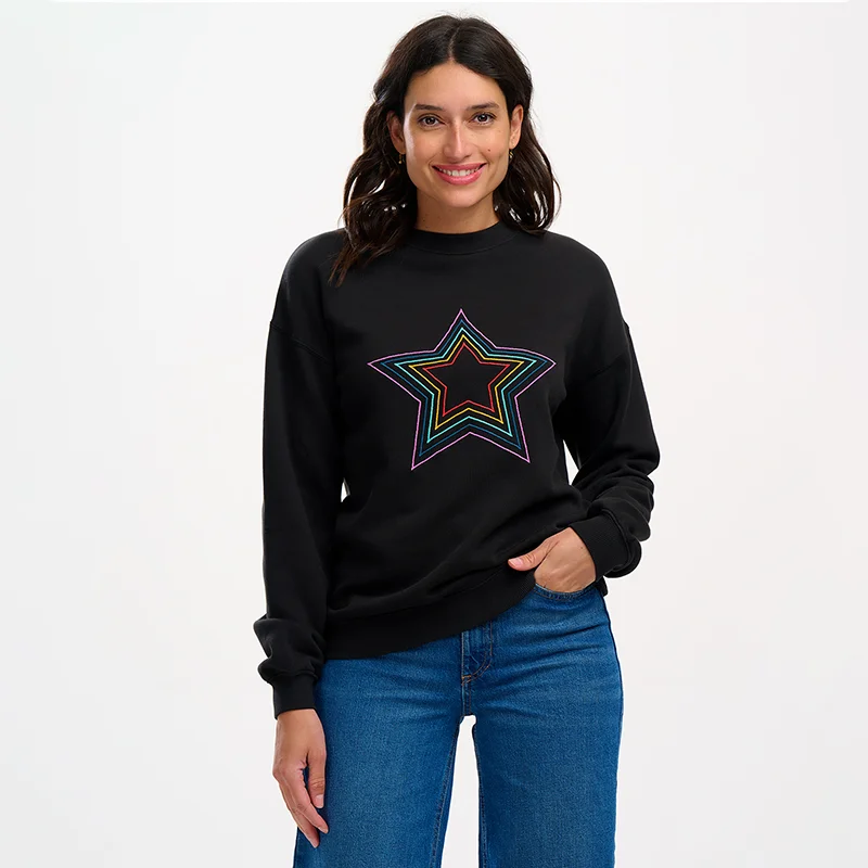 Sugarhill Noah Sweatshirt-Black, Rainbow Star