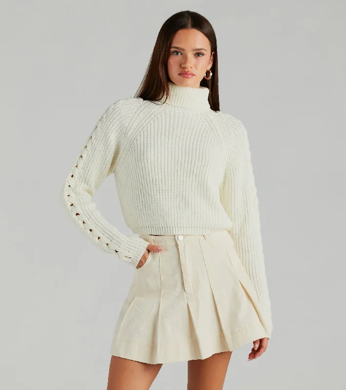 Fall Favorite Turtleneck Braided Sleeve Sweater