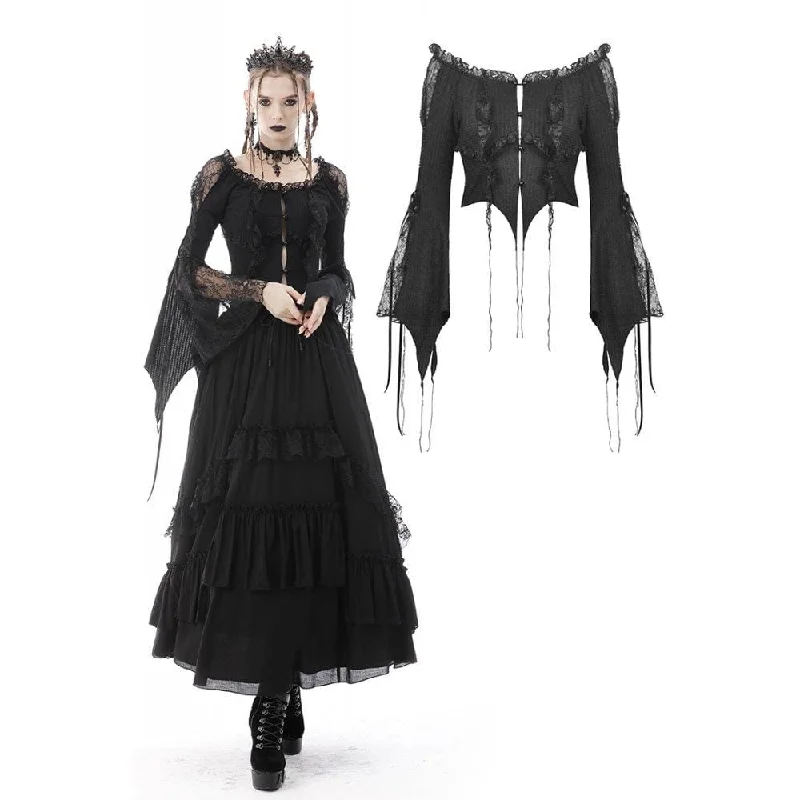 Women's Gothic Irregular Lace Splice Tassel Shirt