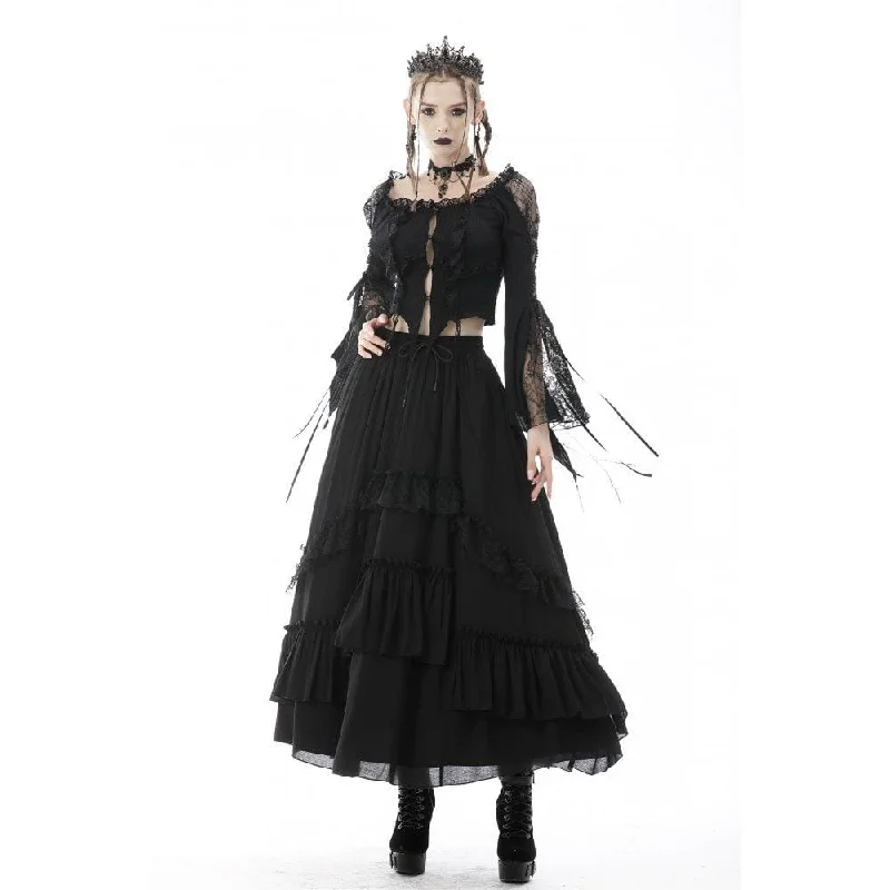 Women's Gothic Irregular Lace Splice Tassel Shirt