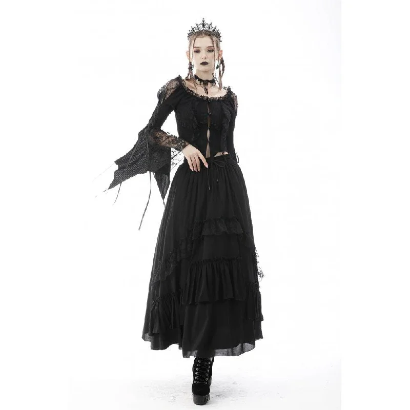 Women's Gothic Irregular Lace Splice Tassel Shirt