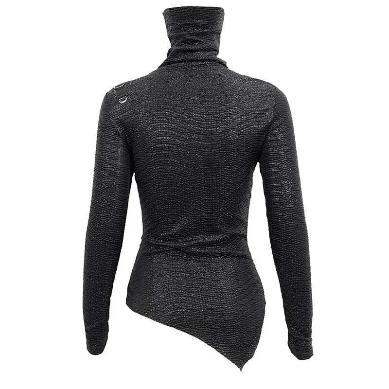 Women's Gothic Irregular Turtleneck Ruched Top