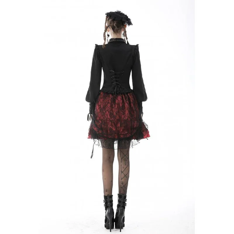 Women's Gothic Puff Sleeved Cutout Ruffled Shirt