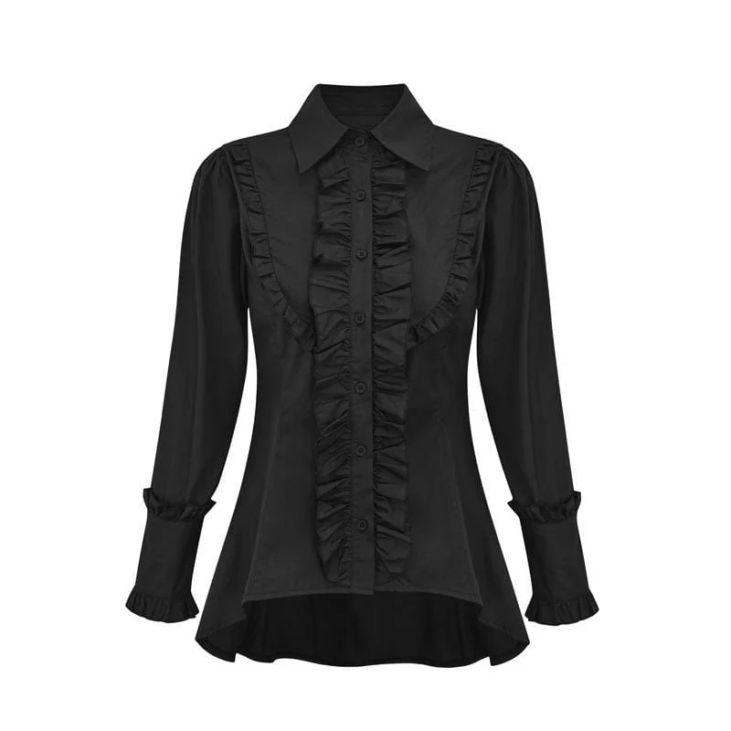 Women's Gothic Slim Fitted Falbala Splice Shirt